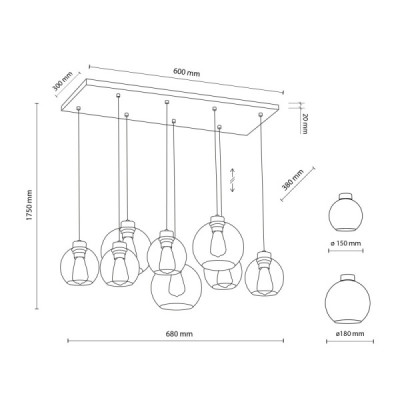 Cubus graphite lampa wisząca 8 4113 - TK Lighting