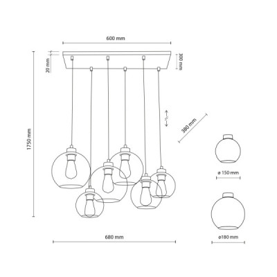 Cubus lampa wisząca 6 pł 2164 - TK Lighting