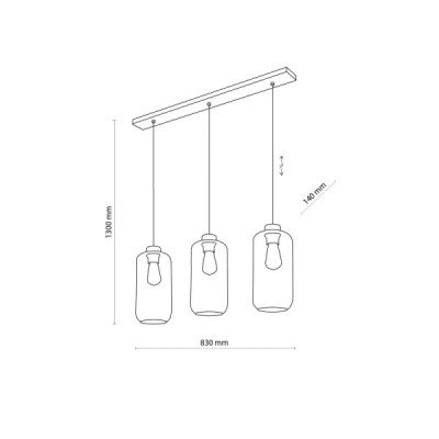 Marco graphite lampa wisząca 3 pł listwa czarny 2078 - TK Lighting