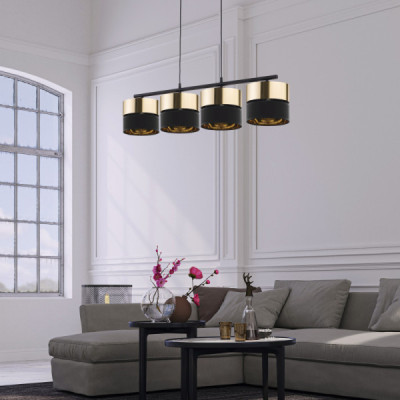 Hilton black/gold lampa wisząca 4 4342 - TK Lighting