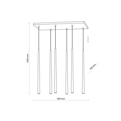 Piano black lampa wisząca 6 6412 - TK Lighting