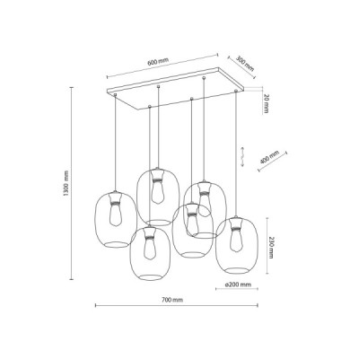 Elio mix lampa wisząca 6 5974 - TK Lighting