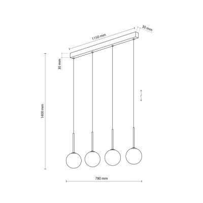 Martin black white lampa wisząca 4 4503 - TK Lighting