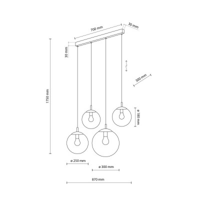 Esme graphite lampa wisząca 4 listwa 5381 - TK Lighting