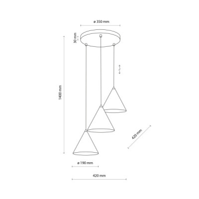 Cono black lampa wisząca 3 koło s 10067 - TK Lighting