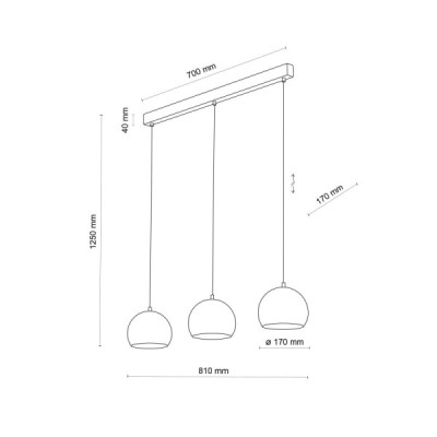 Zoe black lampa wiszaca 3 s 10169 - TK Lighting