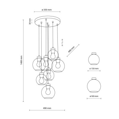 Cubus graphite lampa wisząca 7 koło 10207 - TK Lighting