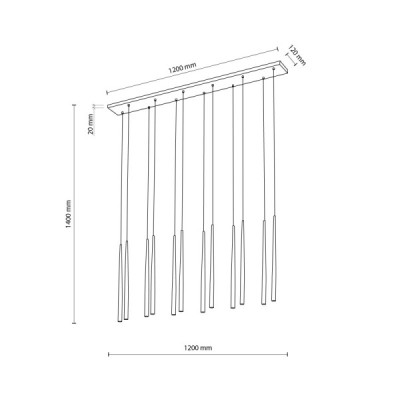 Piano black gold lampa wiszaca 12 10119 - TK Lighting