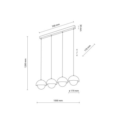 Bono ochra lampa wisząca 4 listwa 10267 - TK Lighting