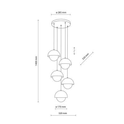 Bono ochra lampa wiszaca 5 10268 - TK Lighting