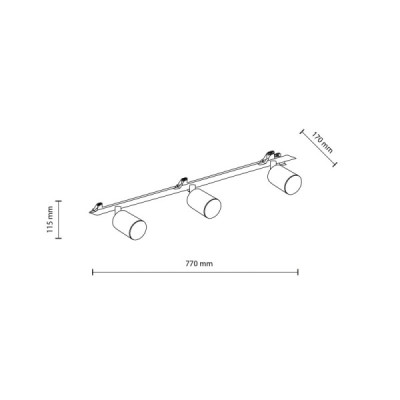 Nex black 3xgu10 lampa sufitowa podtynkowa 10800 - TK Lighting