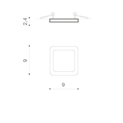 Slim 9 square 3000k black ip44 - Azzardo