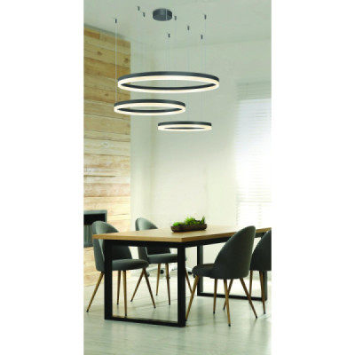 Azzardo Halo Pendant 120+100+80 Cct Bk + Remote Control